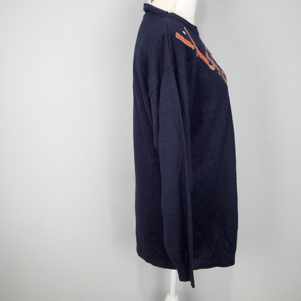 LAUREL by ESCADA cotton bl Embroidered Sweater Pullover sz