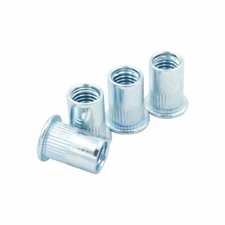 100x Rivet Nut Insert Nutsert Threaded Steel Zinc Plated Flat Head Knurled Body