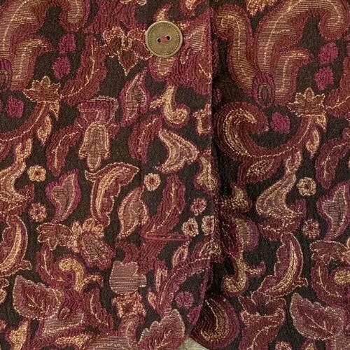 Christopher Banks Tapestry Collared Blazer Women's Large Maroon Missing Button - Picture 3 of 11