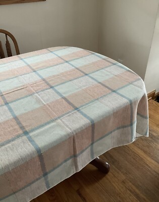 Vera Neumann Tablecloth Rectangle 50.5 x69  USA Blue Peach Green Gold Pastels