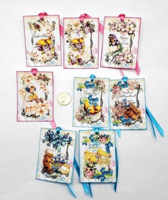 9-Easter-Vintage-Spring-Ephemera-Junk Journal-Linen Cardstock-Gift-Hang-Tags