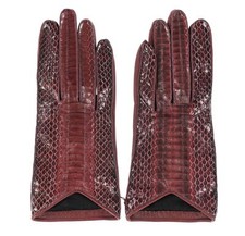Burberry Women's Boysenberry Silk-Lined Snakeskin Gloves Sz. 6.5 (Small) 143841