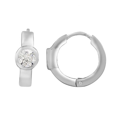 5MM Certified Lab Created Moissanite 14k White Gold Plated Hoop Earrings 925