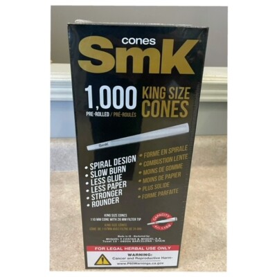SMK King Size RAW Cone 1 Box/ 1,000 C ones 110 MM Cone With 26 MM Filter Tip