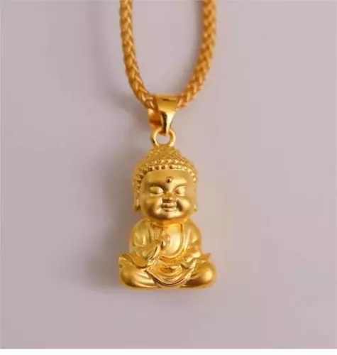 Reines 24K Gelbgold 999 Segen 3D Buddha Anhänger Herren Damen Charm Schmuck 1g - Bild 3 von 12
