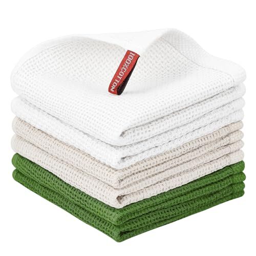  100% Cotton Kitchen Dish 12 x 12 - 6 Pack Multi Color(beige+green+white) - Bild 1 von 6