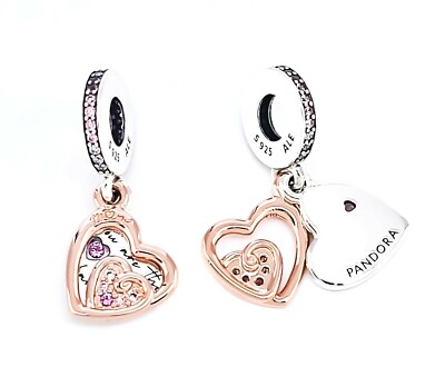 New Authentic PANDORA Entwined Infinite Hearts Double Dangle Charm