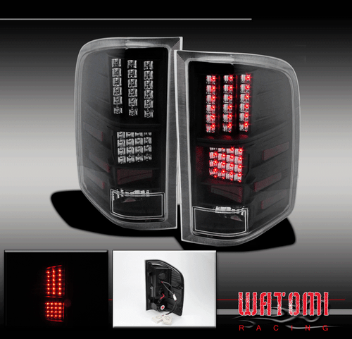 07-11 CHEVY SILVERADO LED BRAKE TAIL LIGHTS LAMPS BLACK - Picture 1 of 2