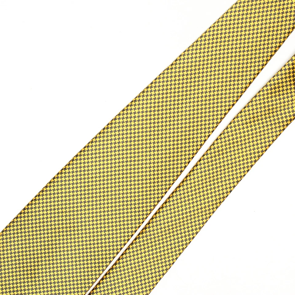 Sulka Mens Silk Necktie Gold Black Houndstooth Mini Check Smooth Tie France - Image 3 of 4