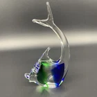 VTG Murano Italy Art Formed Glass Fish Blue Green Sculpture