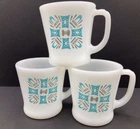 Vintage Fire King Blue Heaven Mugs (set of 3) 3.5” diam 3.5” height.