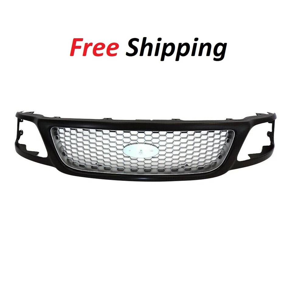 For 1999-04 Ford F150 F250 Pickup Front Grille Black Shell with Honeycomb Insert Foto 2 de 4