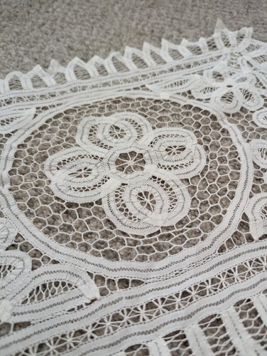 Antique Lace Placemats Battenburg Doily 14x20 Handmade Ecru Victorian Set 6 Vtg - Picture 8 of 10