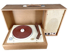 ANCIEN TOURNE DISQUE GID VALISE EN BOIS VINTAGE ENCEINTE a rénover ou pièces