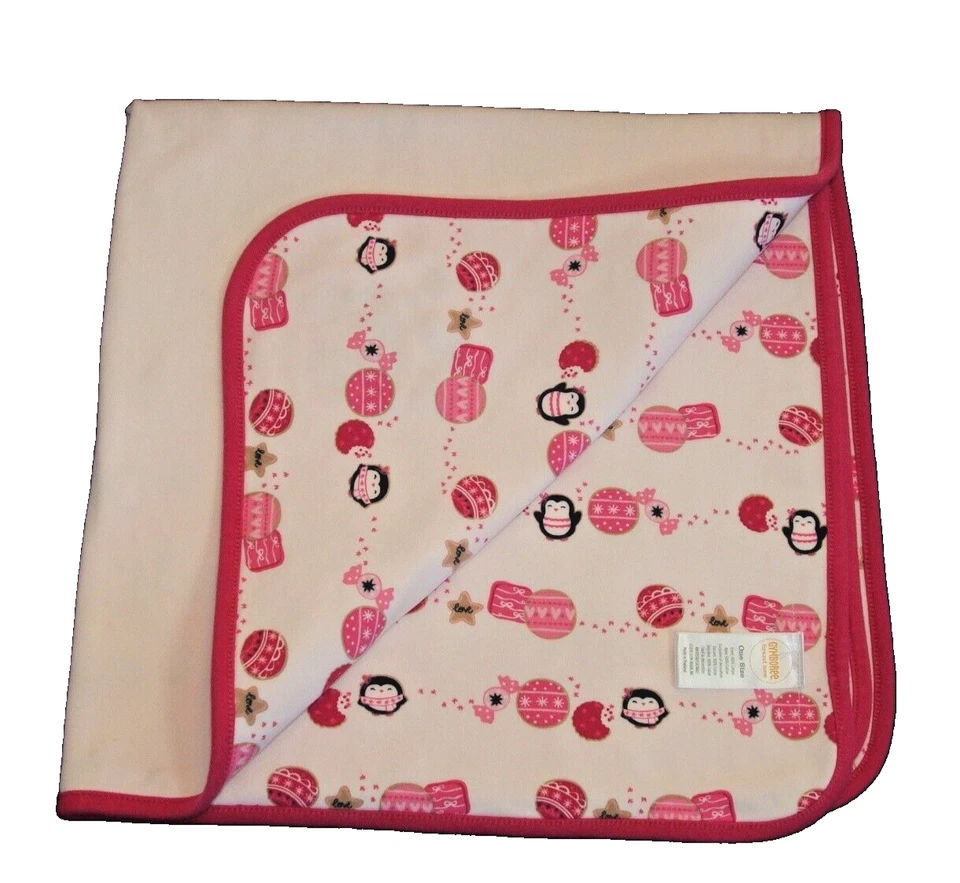 Gymboree Paz Esperanza Amor Rosa Bebé Recepción Manta Pingüino Adorno DEFECTUOSO Foto 2 de 3