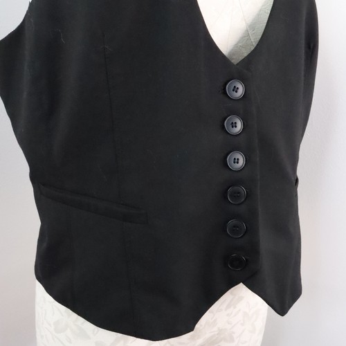 New York & Company Gilet Tuta Donna 14 Nero Profondo V Bottoni Sartoriale Carriera - Foto 4 di 10