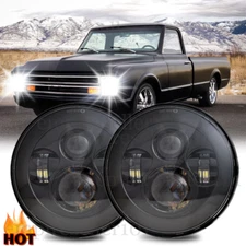 Pair 7" Round Led Headlights for Chevy 1961-74 C10 Pickup 1967-81 Camaro Trucks