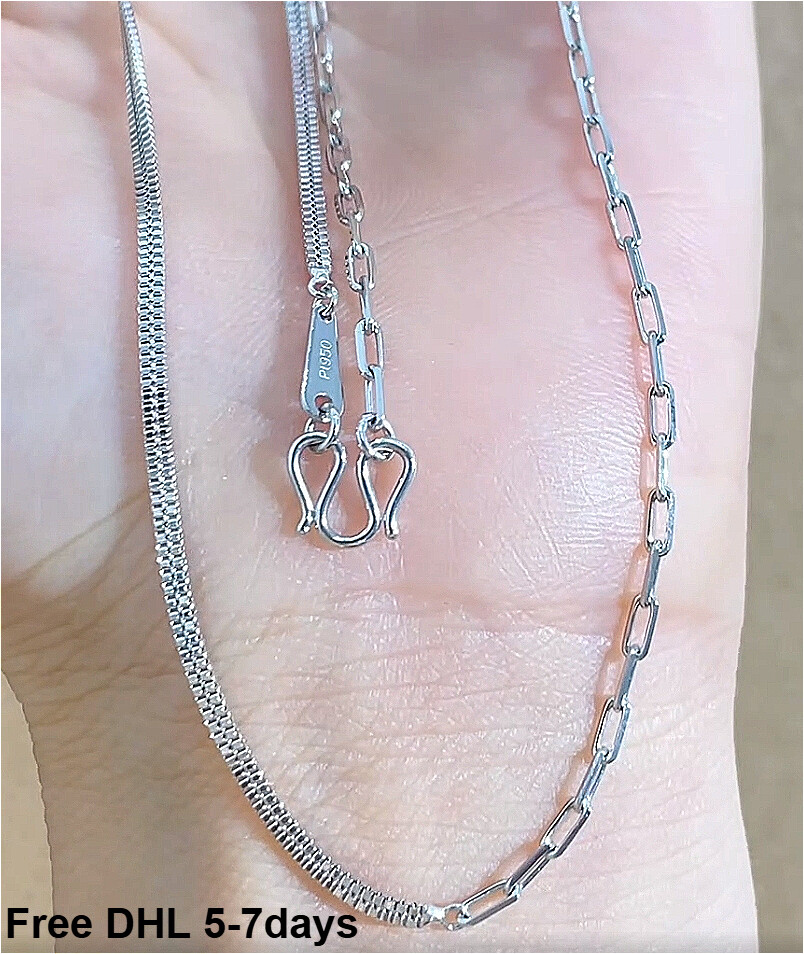 Pure Platinum 950 Box Rolo Square O Chain AB Link Necklace