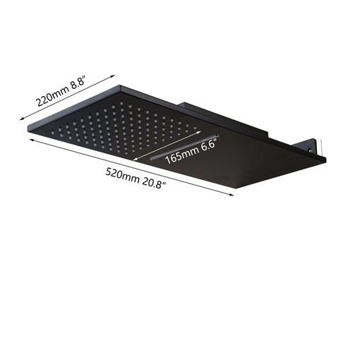Cabezal de ducha de baño negro rectangular lluvia/caída mezclador de 2 vías grifo montado en la pared - Imagen 2 de 9