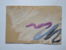 Colorful Small Vintage Abstract  Watercolor Painting 1990's Outsider Art 9x6