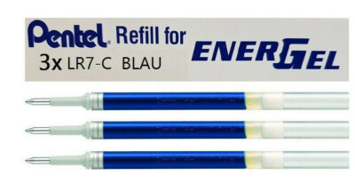 3x Pentel Mine   LR7-C   BLAU / BLUE    0,7mm   für Pentel EnerGel Tintenroller