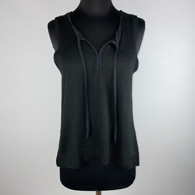 Sanctuary Clara Split Tie V-Neck Knit Tank Top Womens Size S Black Summer Casual