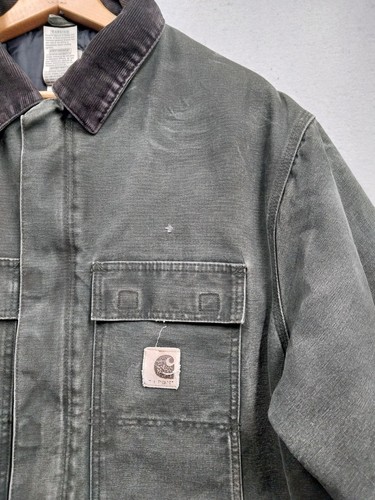 Carhartt C26 MOS Hombres XL Chaqueta de Granero Verde Pato Pana Cuello Ropa de Trabajo - Imagen 2 de 10