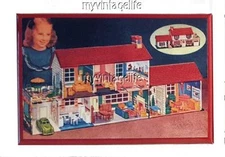 Tin Litho DOLL HOUSE  Fridge MAGNET  2" x 3" art NOSTALGIC VINTAGE