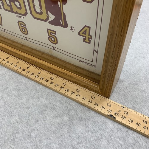 70s Vintage Arizona Sun Devils ASU Wood Framed Glass Quartz Wall Clock 14" X 11" - Picture 4 of 13
