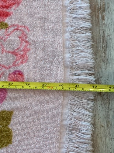2 Pink Floral Rose Bath Towels Fringe All Cotton Flowers Vtg Canon Monticello - Picture 11 of 11