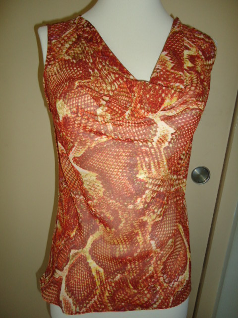 Women's Jones New York Top Cowlneck Snake Print Sleeveless Petite