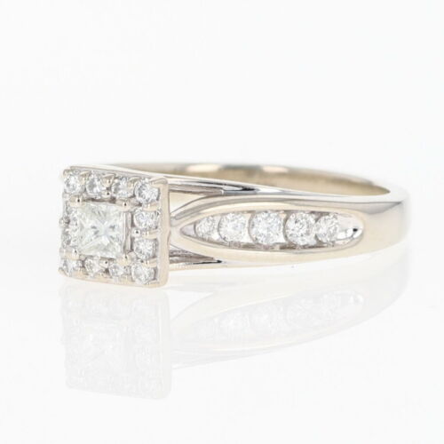 .57ctw Princess Cut Diamond with Halo Engagement Ring 10k White Gold Size 7 - Picture 3 of 6