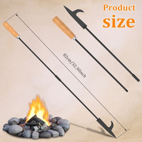Fire Poker 32 Inches Fire Pit Rust Resistant Iron Campfire Poker W/Handle ✄ - Picture 11 of 21