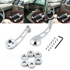 Pair Aluminum Billet Manual Window Crank Handle Winders Car Truck Glass Door Kit