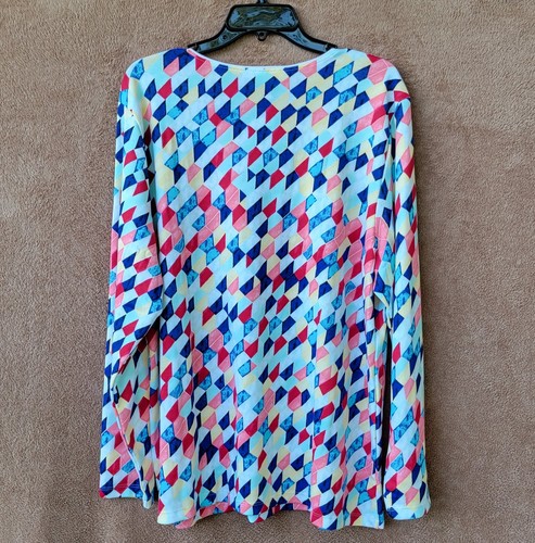 *NEW* Karen Scott Kaleidoscope Geo Print Top Scoop Neck Long Sleeve - NWT - Picture 6 of 20