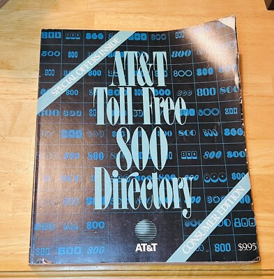 #ad AT amp; T Toll Free 800 Consumer Directory 1987 Telephone Book $13.50