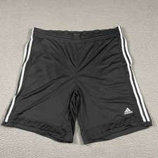 Adidas Basketball Shorts Adult Large Black Workout Shiny Stripes Dazzle Trefoil