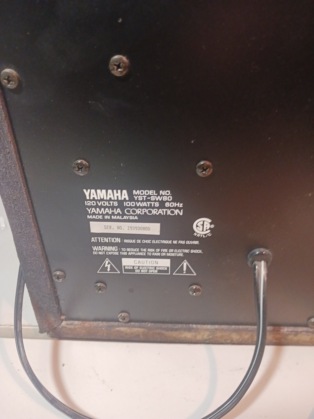 YAMAHA YSTSW80 Powered Subwoofer System Advanced 100W eBay