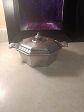 International Silver Co Pewter Covered Casserole Dish With Lid 8x8x5"