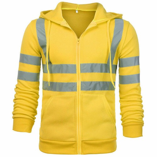 Men Hi Vis Viz Jacket Vest High Visibility Hoodie Coat Safety Work Sweatshirts⊹ - Picture 33 of 36