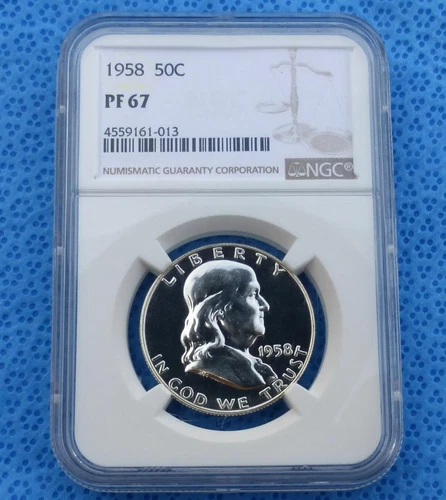 Silver Franklin Half Dollar, Gem Proof 67 Silver 50-Cent Coin, 1958 NGC PF 67