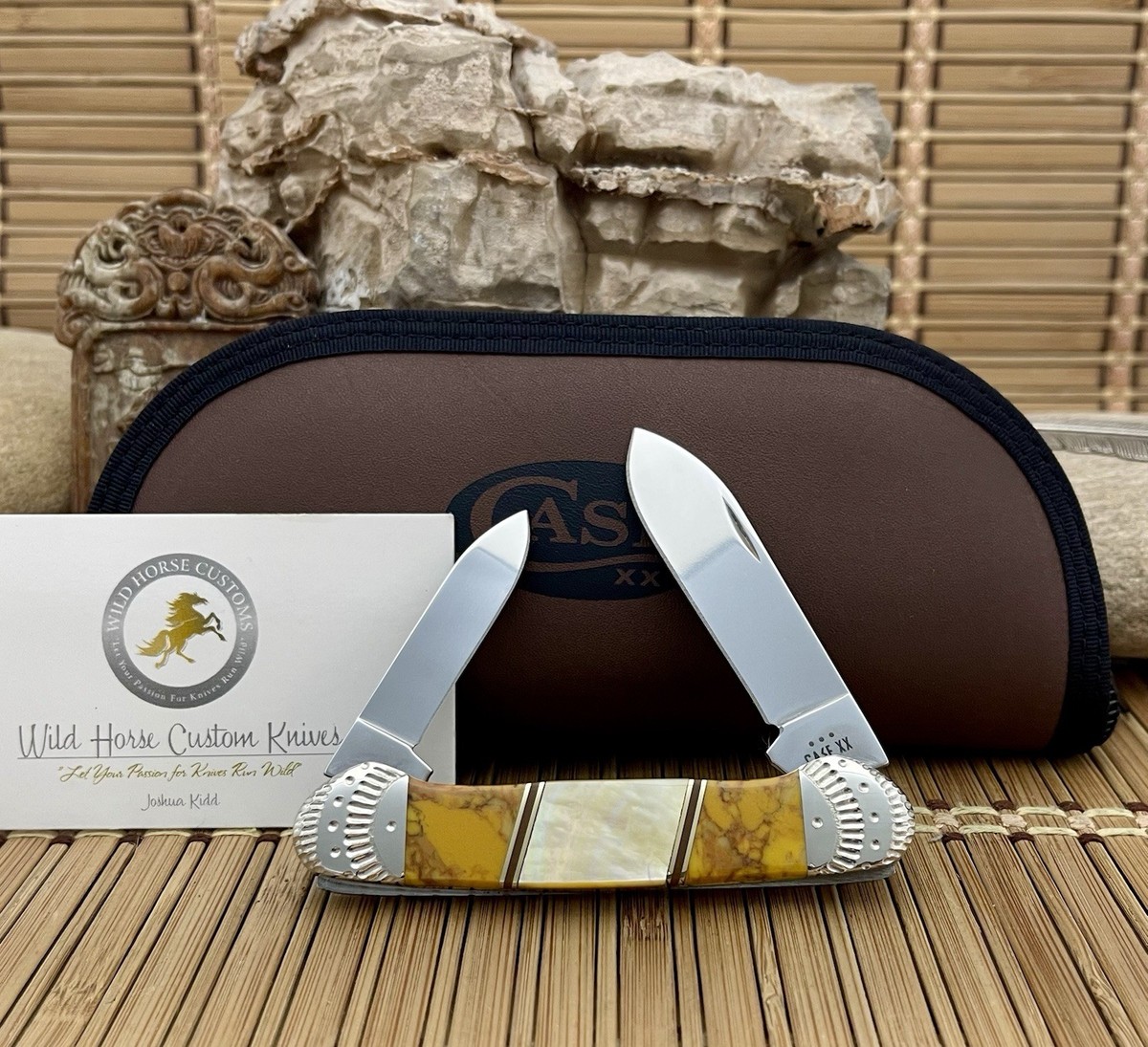 Case XX Wild Horse Custom Exotic Gold Lip Pearl & Honey Jasper