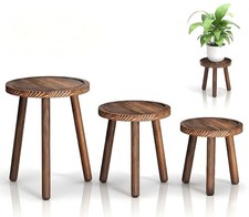 Vecxoty 3-Pack Wood Plant Stands Indoor Singl...