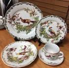 Five-Piece Place Setting Rutherford's Birds by CHINA w/Gold Scalloped Rim - EC