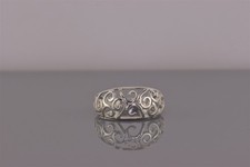 Sterling Silver 10mm Openwork Scrolled Swirl Dome Band Ring 925 Sz: 7