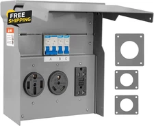 RV Electrical Outlet Panel, Temporary Power Outlet Panel with 20 30 and 50 Amp