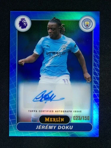 2025-26 Topps Merlin PL Jeremy Doku Auto Blue /150