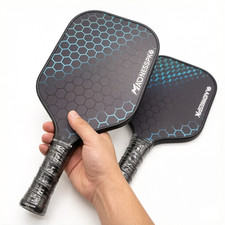Pickleball Paddles Set of 2 USAPA Fiberglass Rackets Outdoor Balls Bag Overgrip