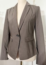 NEW Ann Taylor One Button Wool Blend Blazer Brown Soft Beige Sz 4 NWT 198