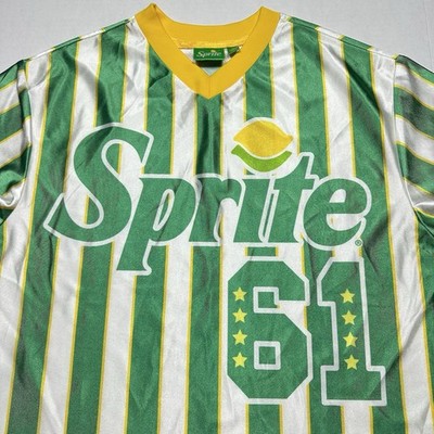 Sprite Striped V Neck Shirt Green Yellow White Soda Theme Small